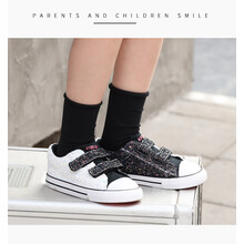 kidsing儿童水钻鞋2020年春新款女童帆布鞋时尚女童鞋亮片小孩鞋 格利特 7码-鞋内长15.2cm 适合脚长14.5cm