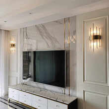 迪涛 北欧风格轻奢简约后现代简约背景墙水晶壁灯创意客厅卧室床头过道楼梯壁灯 酒店展厅装饰壁灯 LED白光