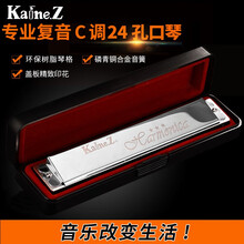 Kaine.Z凯恩口琴24孔复音重音口琴ABCDEFG调成人专业演奏级上海老品牌 银色复音F调