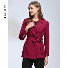 赛斯特女装新款上衣长袖风衣修身上衣西服外套 G0207 红色 AM(160/84A)