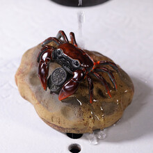 龙寅 茶宠摆件原矿段泥变色螃蟹茶具配件升级款 八方来财