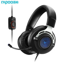 雷柏（Rapoo） VH300虚拟7.1环绕立体电竞游戏耳机带麦电脑pc有线控头戴式耳机降噪话筒可拆 黑色【usb口+蓝光+可拆卸麦克风】