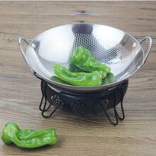 饭店家用不锈钢加厚固体酒精炉干锅锅家用套装8寸9寸10寸不易粘干锅餐具小火锅商用蜡酒吧鼎 小号锅+炉（随机2小赠品）