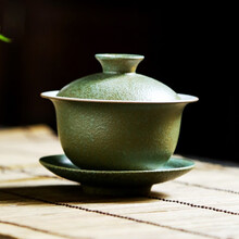 陶瓷盖碗茶杯青石釉窑变复古三才泡茶碗家用功夫茶具单品 青石盖碗