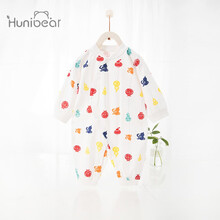 欢喜小熊 婴儿连体衣宝宝纯棉哈衣新生儿衣服爬服满月服 201627红色 66(建议3-6个月.身高59-66cm)