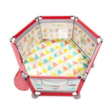 儿童游戏围栏球池婴幼儿家用围栏安全防护栏宝宝学步栏爬行垫家用室内游乐场 粉色图案+加厚凉席两用垫+200球