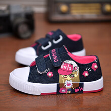 福郎特童鞋宝宝儿童帆布鞋女童板鞋2020秋冬加绒棉鞋牛仔球鞋大小童学生 大笨熊591深蓝 34 内长20CM