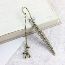 「古风书签」古典中国风古风生日小礼物女生文艺创意金属羽毛书签 小鹿(含牛皮纸袋)