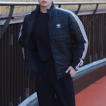 阿迪达斯 （adidas）三叶草棉服男装秋冬季薄款保暖棉衣立领防风运动服休闲外套 HL9212  L