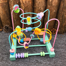 滚珠游戏架 婴儿玩具6-12个月宝宝力绕珠串珠儿童积木1-3周2岁男女孩早教 马卡龙水果绕珠