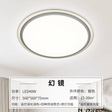 飞利浦（PHILIPS）照明LED吸顶灯现代简约大气客厅灯卧室灯书房灯时尚北欧灯具2020新款幻镜 银色-40W-不含遥控-560*75mm圆形