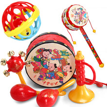 拨浪鼓宝宝玩具婴儿手摇铃0-1岁新生婴儿传统拨浪鼓摇铃益智玩具 吉祥鼓5件套+拨浪鼓+球