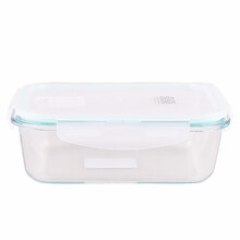 双喜高硼硅耐热玻璃保鲜盒圆形方形长方形隔断微波炉冰箱便当620ml/800ml/1040ml饭盒 1040ML/长方形无隔断