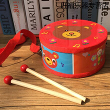 天鸣 Tianming 传统腰鼓军鼓木质双面手敲拍鼓幼儿园学校专用鼓儿童双面打击乐器 红色 15cm红熊印花双面
