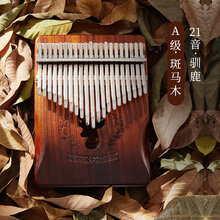 拇指琴卡林巴琴17音kalimba初学者入门手指琴卡巴林姆指琴乐器 A级21音斑马木【驯鹿】渐变咖+全套