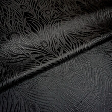 大气全黑色暗纹孔雀凤尾优美曲线织锦缎布料/丝绸缎子古香缎时尚布料 2个起发0.5米