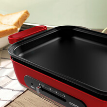 圈厨(QCOOKER)多功能锅料理锅电烧烤锅电火锅家用网红锅电蒸锅烤肉锅电烤盘电蒸煮锅煎烤机家 波浪盘