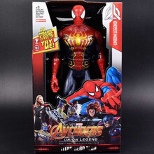 声光版12寸钢铁侠蜘蛛玩具侠复仇者联盟4绿巨人美国队长黑豹模型可动人偶套装 钢铁蜘蛛侠声光版30厘米