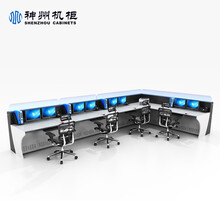 神州机柜多媒体监控制机房操作台指挥调度台工控台中心视频控制监控桌播音桌讲台定制 D款升级L形十五联