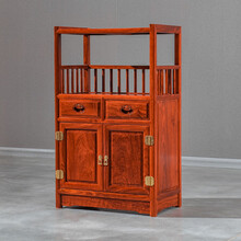 比艺 红木家具非洲花梨（学名：刺猬紫檀）中式餐边柜实木多功能茶水柜储物柜置物架橱碗柜收纳 小号置物柜