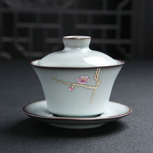 铁胎官窑盖碗茶杯陶瓷青瓷大号三才碗套装家用功夫茶具泡个人茶碗 铁胎官窑(灰青)盖碗