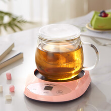 Meyou名友ME-B30C保温杯垫热茶底座恒温加热器可定时杯子保温茶座热茶底座办公室咖啡暖暖杯礼品 茱萸粉+350ml高硼硅花茶杯