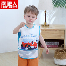 南极人宝宝罩衣无袖薄款吃饭围裙防水四季婴儿童女围兜饭兜女孩男童反穿衣 单件装 湖蓝托马斯汽车 110 建议身高95cm以上年龄2-5岁