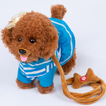 电子狗玩具智能 狗狗走路会唱歌跳舞毛绒仿真儿童会动的遥控电子小狗 330 蓝色海军 动嘴120首+音量调节+学说话