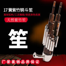 米囹 笙乐器初学者14簧方笙17簧21簧圆笙降B降CED调初学笙乐器 17簧紫竹白扩音管-铜斗 C调
