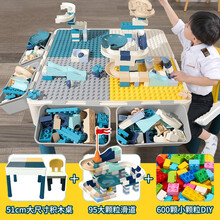 儿童积木桌子男孩女孩玩具益智拼插幼儿园学习游戏桌生日六一儿童节礼物 双椅大小颗粒桌+695大小积木（含95大颗粒滑道）