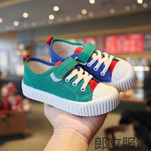意者童鞋秋款款布鞋秋款新款夏季韩版儿童帆布鞋童鞋童鞋子板鞋童 蓝绿色 20码内长14.5c
