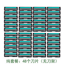 刀片刮胡刀手动剃须刀二层刀片双层剃须刀片剃胡刀手动刮毛刀头 纯刀片套餐：48个刀片