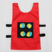 贝琪雅儿童粘球衣服背心幼儿园躲避球投掷粘靶体智能亲子大人游戏互动 大人款红色粘球衣+4球