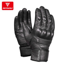 摩多狼MOTOWOLF摩托车手套冬季防寒防泼水机车手套男款复古机车越野保暖防摔骑士骑行装备黑色XL（加绒）