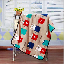 佩迪熊狗狗猫咪毛毯盖毯洗澡毛巾 宠物卡通印花法兰绒猫狗窝垫毯子猫咪泰迪保暖冬季狗被子 毛毯-茶杯卡其 M-70*50cm