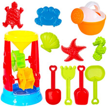 儿童沙滩玩具套装宝宝戏水玩沙挖沙决明子沙漏大号铲子沙滩桶工具 沙漏水壶11件套