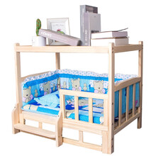 筱宠狗狗床离地上下双层实木四季泰迪特价床木头狗窝猫咪床宠物床猫窝猫床狗床 加顶尊贵款(蓝色小熊) M号(建议20斤内宠物)