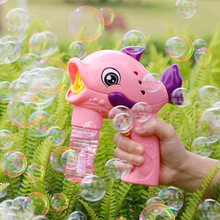 儿童吹泡泡机手动无需电池泡泡枪不漏水带泡泡液抖音同款网红玩具 粉色泡泡枪标配带2瓶50ml