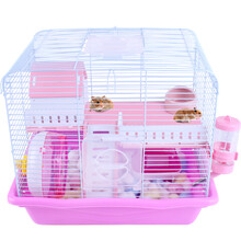 【多仓发货时效快】仓鼠笼 特大号仓鼠笼子双层别墅套餐仓鼠用品金丝熊笼子仓鼠窝玩具 粉色 大号超值别墅套装