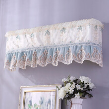 海尔格力挂机罩韩版蕾丝挂式空调罩防尘罩开机不取两件套 开机不取挂机罩-花隐蓝色 可松紧（适合1-1.5P空调）