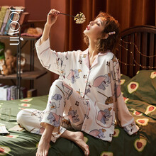 娇银月子服纯棉春夏孕妇睡衣夏季薄款产妇产后哺乳衣套装家居服喂奶衣两件套 白色（小飞象） XL（建议120-140斤左右穿）