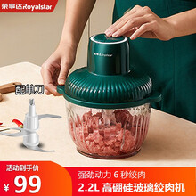 荣事达绞肉机家用电动小型打肉馅搅拌碎菜全自动多功能料理宝宝辅食机打肉馅辣椒搅拌大容量2021新款迷你 玻璃碗单刀