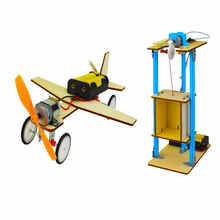 科技小发明小制作小学生科学实验DIY手工制作创新科学小实验套装材料包男孩玩具 木质飞机+电梯升降机