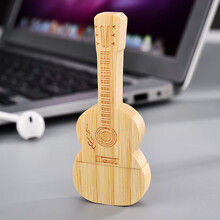 zjrdiy吉他u盘16g32g64g128g高速usb 3.0木质生日礼品优盘个性创意刻字定制 高速3.0竹子吉他u盘 64GB