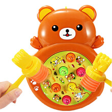 儿童打地鼠玩具宝宝幼儿1-2周岁一岁半老鼠大号小孩男孩女孩MYFS 【配2锤+电池】小熊灯光音乐打地鼠