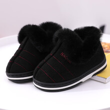 小孩子小朋友穿的秋冬款儿童棉鞋女童男童婴儿冬季冬鞋加厚加绒宝宝毛毛鞋保暖鞋子新品 黑色 22-23码内长14cm