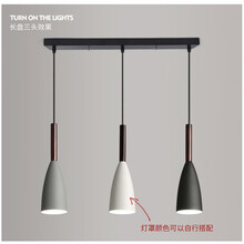 北欧个性餐厅吊灯吧台卧室床头灯 现代简约创意吊灯艺术loft灯具 8019-3头-灰白黑-黑色长盘 无光源