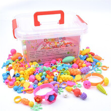 爱乐心 无绳串珠波普珠公主项链儿童穿珠子玩具女孩男孩玩具创意DIY手共珠子儿童礼物 300粒波普珠【收纳盒】