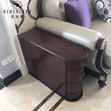 实木边角柜沙发柜美式几柜欧式客厅窄储物柜带抽屉夹缝小茶几 81cm 胡桃色 双抽屉 (曲面款) 长81宽27