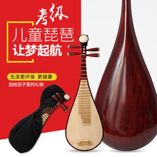 初学儿童 琵琶  乐器入门练习演奏彩绘粉色小琵琶幼儿学生 儿童无漆花梨木【】